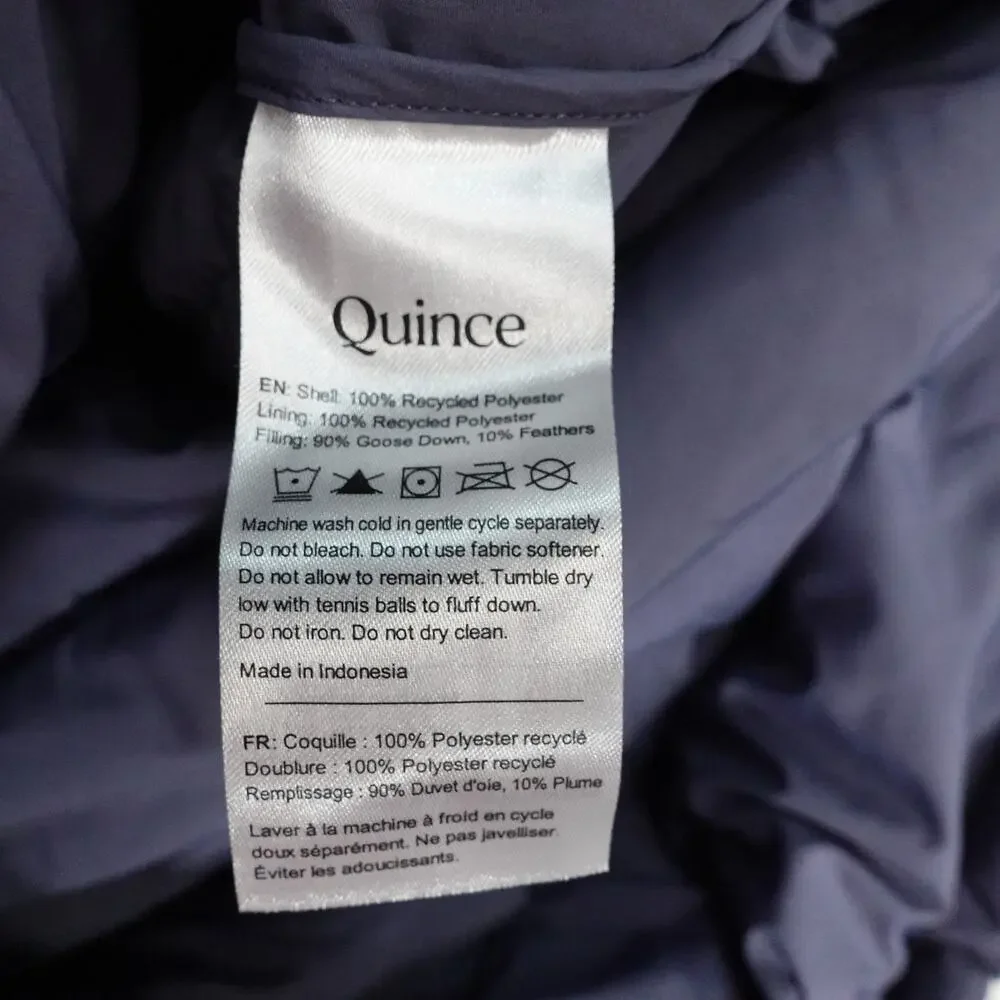 Quince Women's Medium Responsible Down Long Puffer Coat Storm Blue Preppy